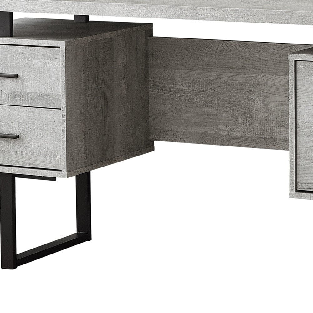 24" Gray and Black Computer Desk With Three Drawers - Homeroots - Flyclothing LLC