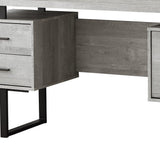 24" Gray and Black Computer Desk With Three Drawers - Homeroots - Flyclothing LLC