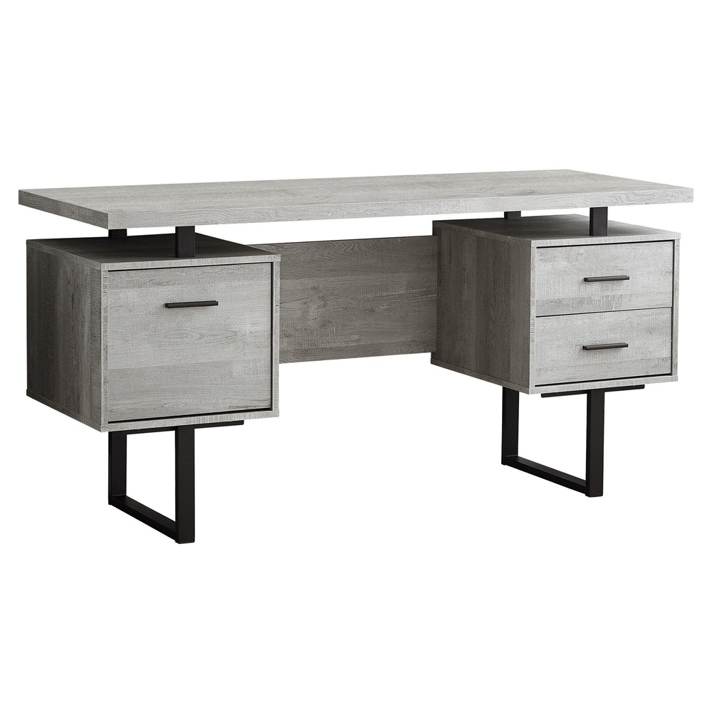 24" Gray and Black Computer Desk With Three Drawers - Homeroots - Flyclothing LLC