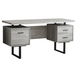 24" Gray and Black Computer Desk With Three Drawers - Homeroots