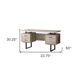 24" Taupe and Black Computer Desk With Three Drawers - Homeroots - Flyclothing LLC