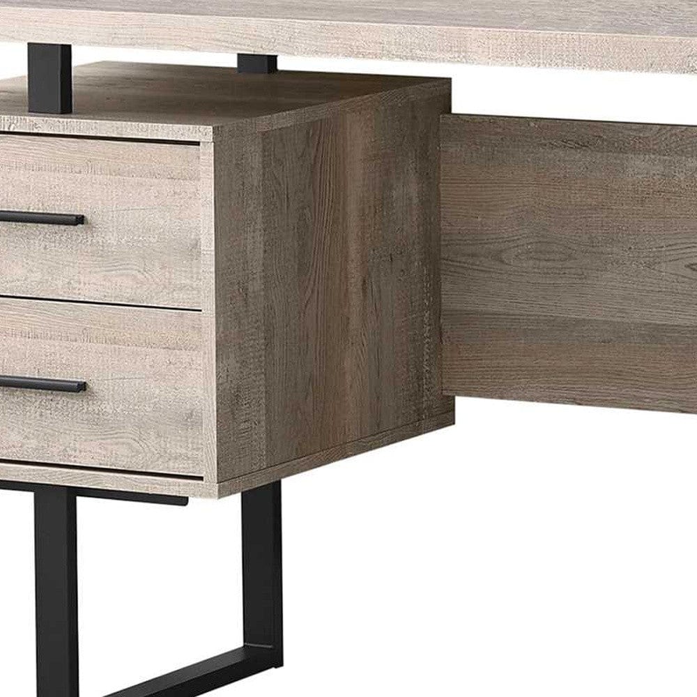 24" Taupe and Black Computer Desk With Three Drawers - Homeroots - Flyclothing LLC