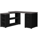 47" Gray and Black L Shape Computer Desk With Three Drawers - Homeroots
