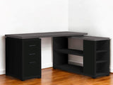 47" Gray and Black L Shape Computer Desk With Three Drawers - Homeroots