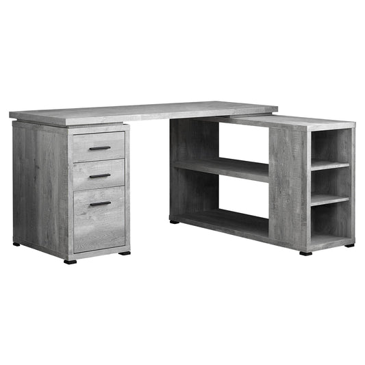 47" Gray L Shape Computer Desk With Three Drawers - Homeroots