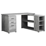 47" Gray L Shape Computer Desk With Three Drawers - Homeroots