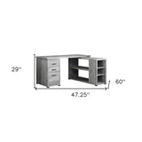 47" Gray L Shape Computer Desk With Three Drawers - Homeroots - Flyclothing LLC