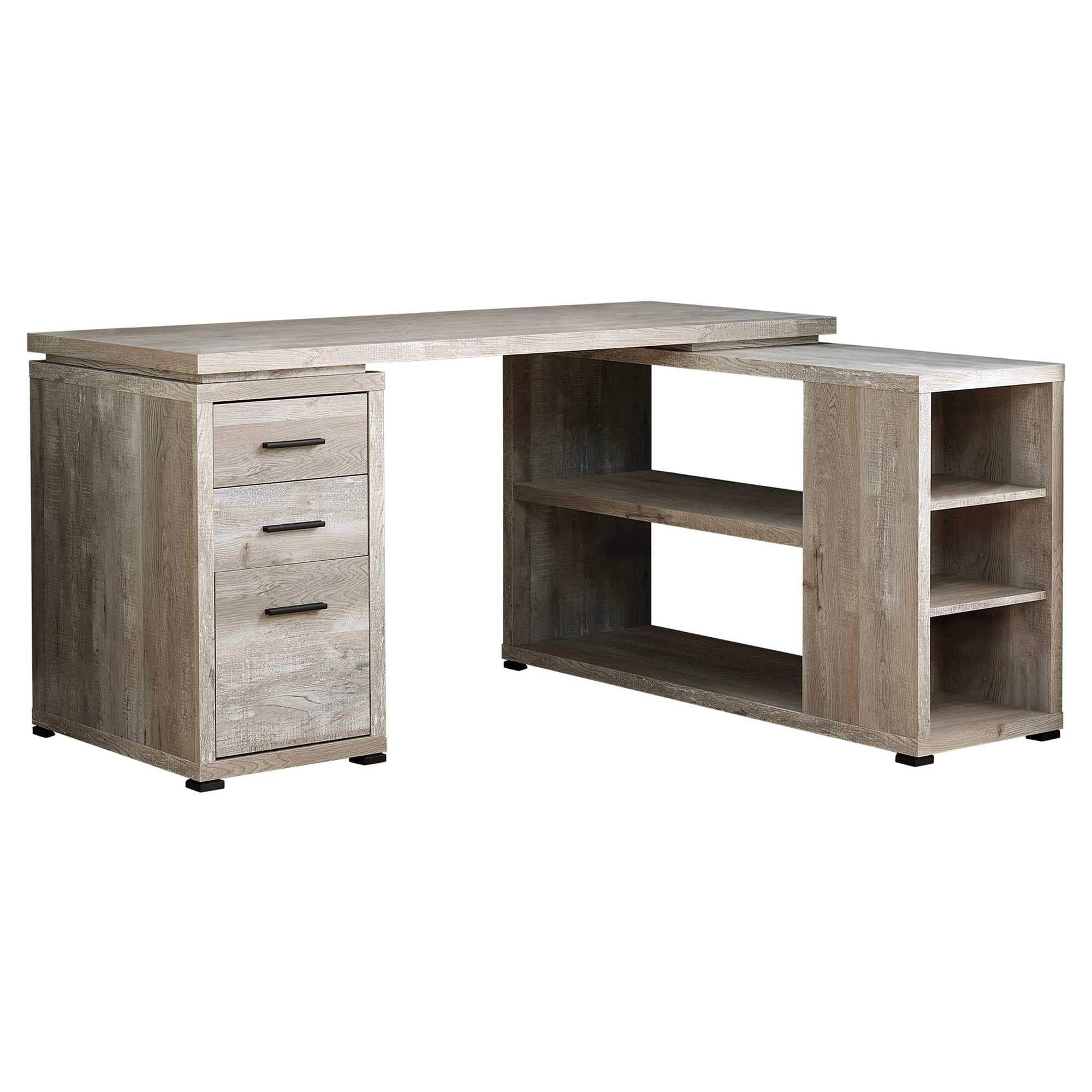 47" Taupe L Shape Computer Desk With Three Drawers - Homeroots - Flyclothing LLC