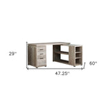 47" Taupe L Shape Computer Desk With Three Drawers - Homeroots - Flyclothing LLC