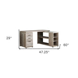 47" Taupe L Shape Computer Desk With Three Drawers - Homeroots