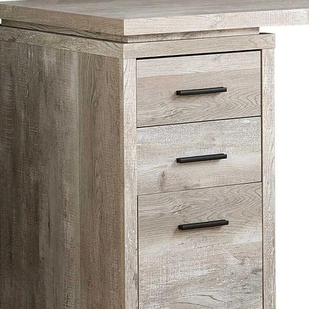 47" Taupe L Shape Computer Desk With Three Drawers - Homeroots - Flyclothing LLC