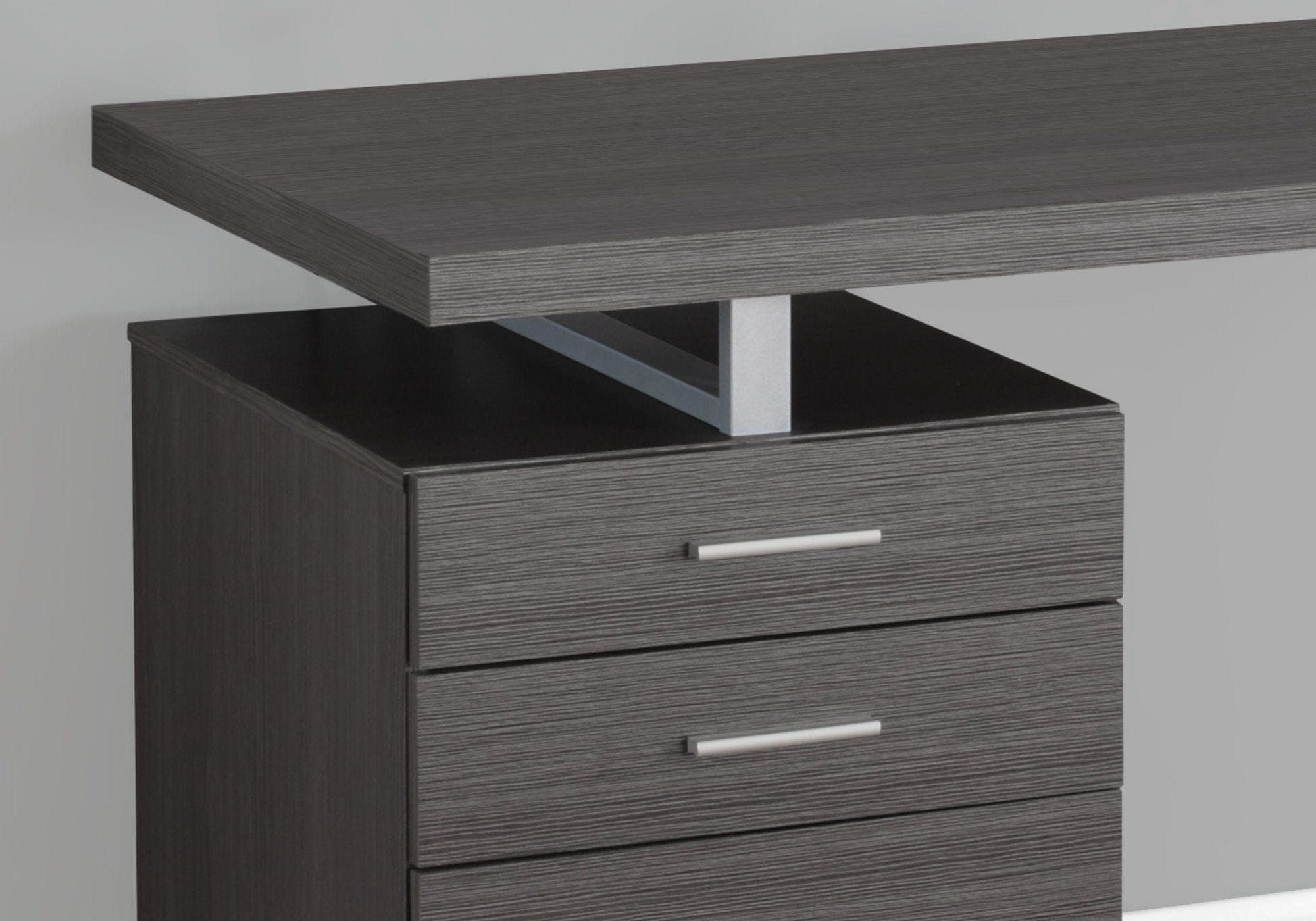 24" Gray and Silver Computer Desk With Three Drawers - Homeroots - Flyclothing LLC