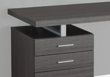 24" Gray and Silver Computer Desk With Three Drawers - Homeroots