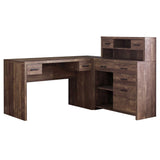 63" Brown L Shape Computer Desk With Eight Drawers - Homeroots