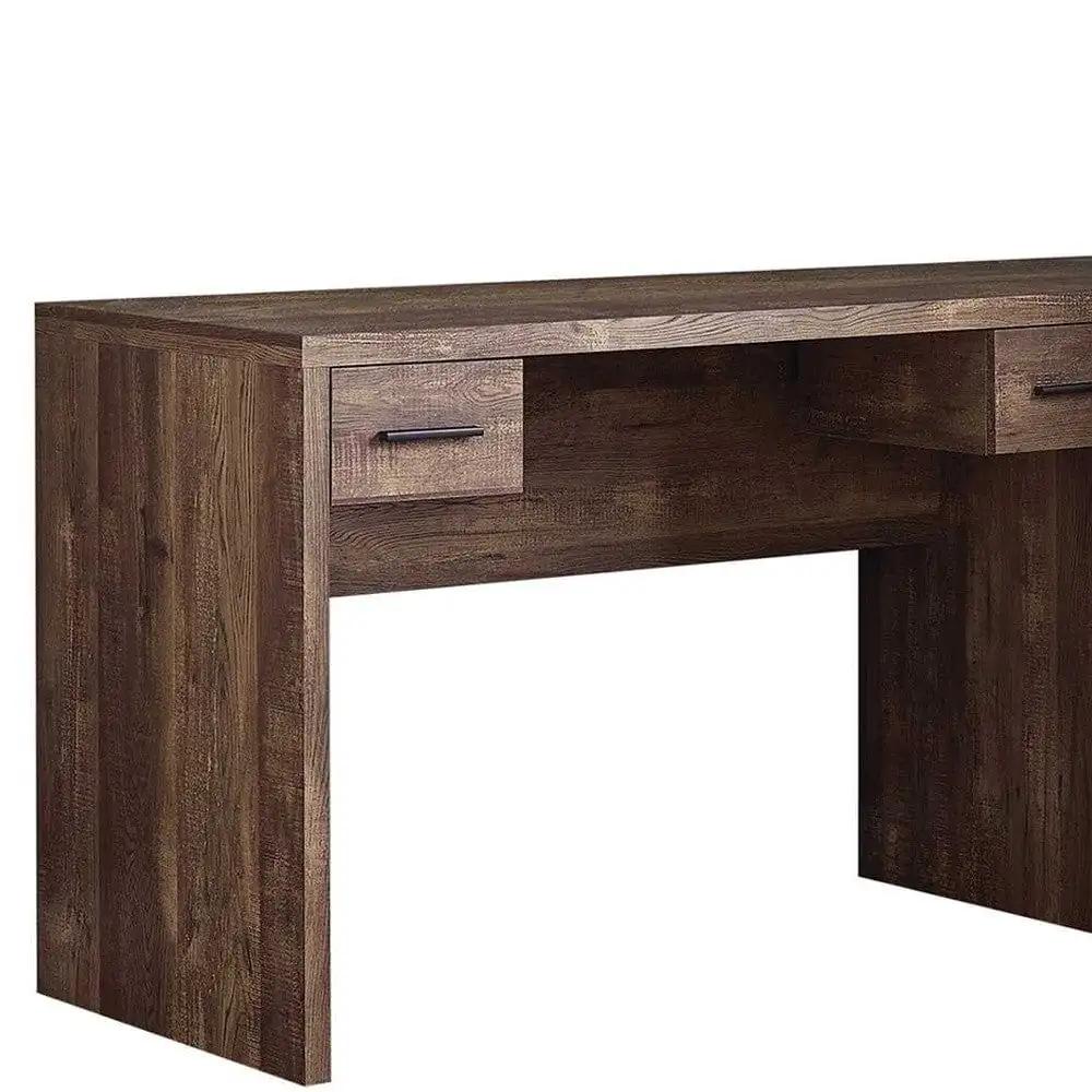 63" Brown L Shape Computer Desk With Eight Drawers - Homeroots - Flyclothing LLC