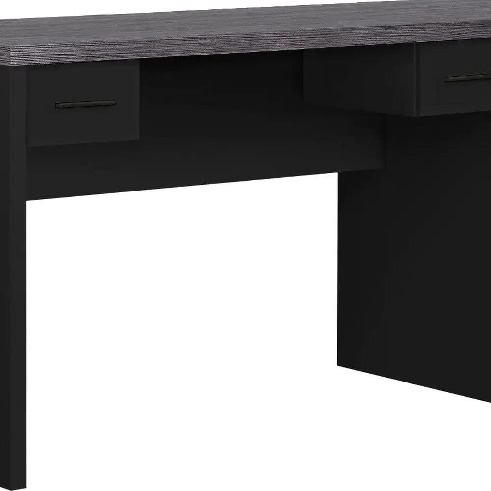 59" Gray and Black L Shape Computer Desk With Eight Drawers - Homeroots - Flyclothing LLC