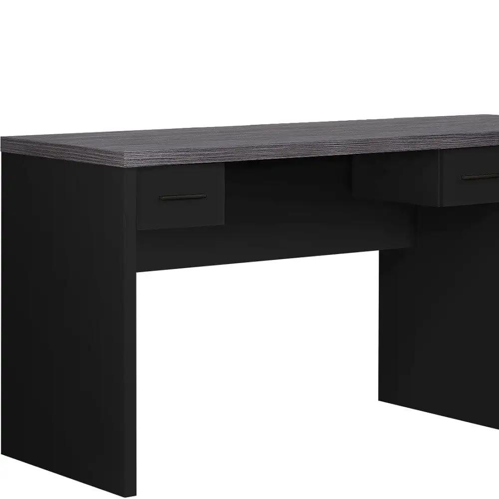59" Gray and Black L Shape Computer Desk With Eight Drawers - Homeroots - Flyclothing LLC