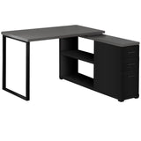 47" Gray and Black L Shape Computer Desk With Three Drawers - Homeroots