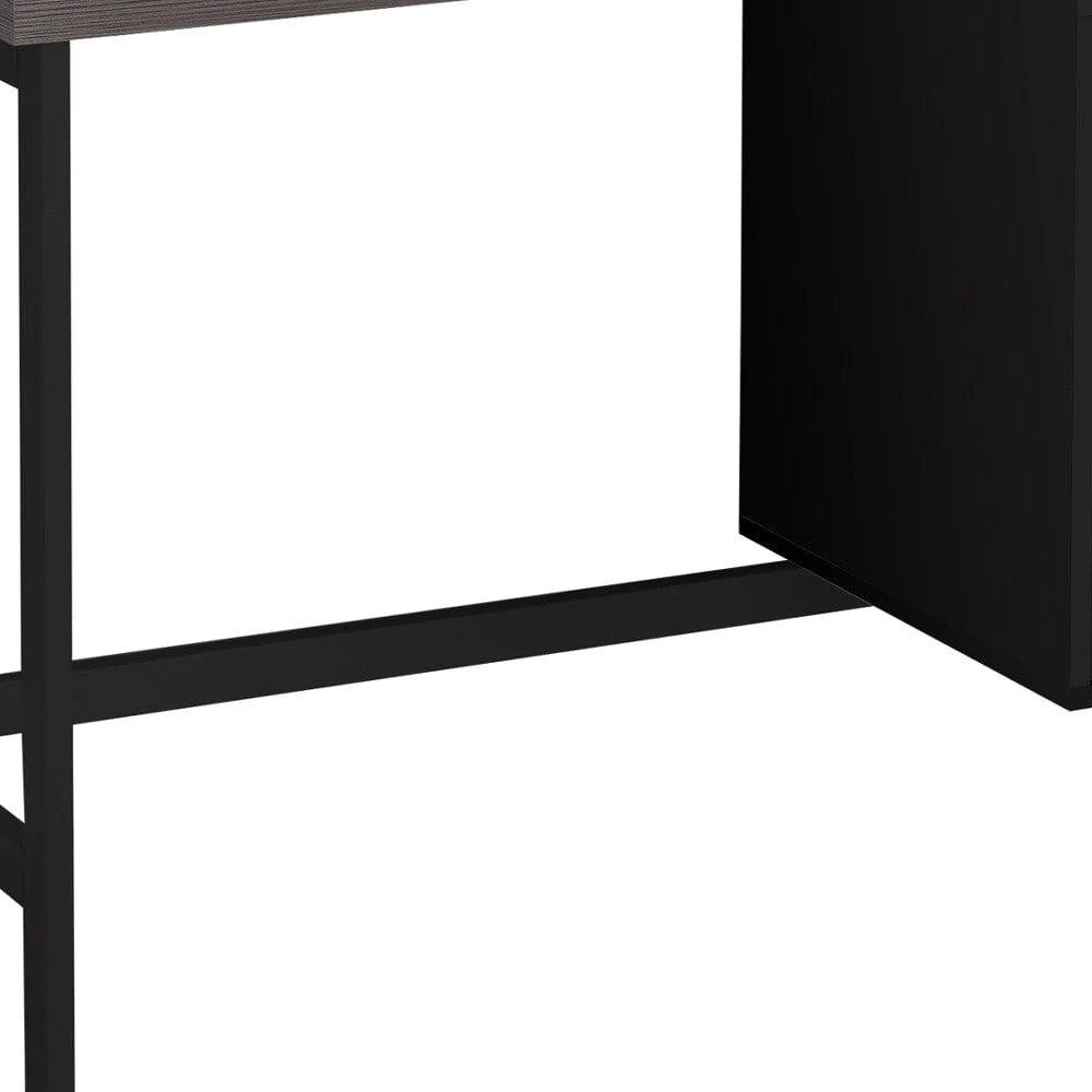 24" Gray and Black Computer Desk With Two Drawers - Homeroots - Flyclothing LLC