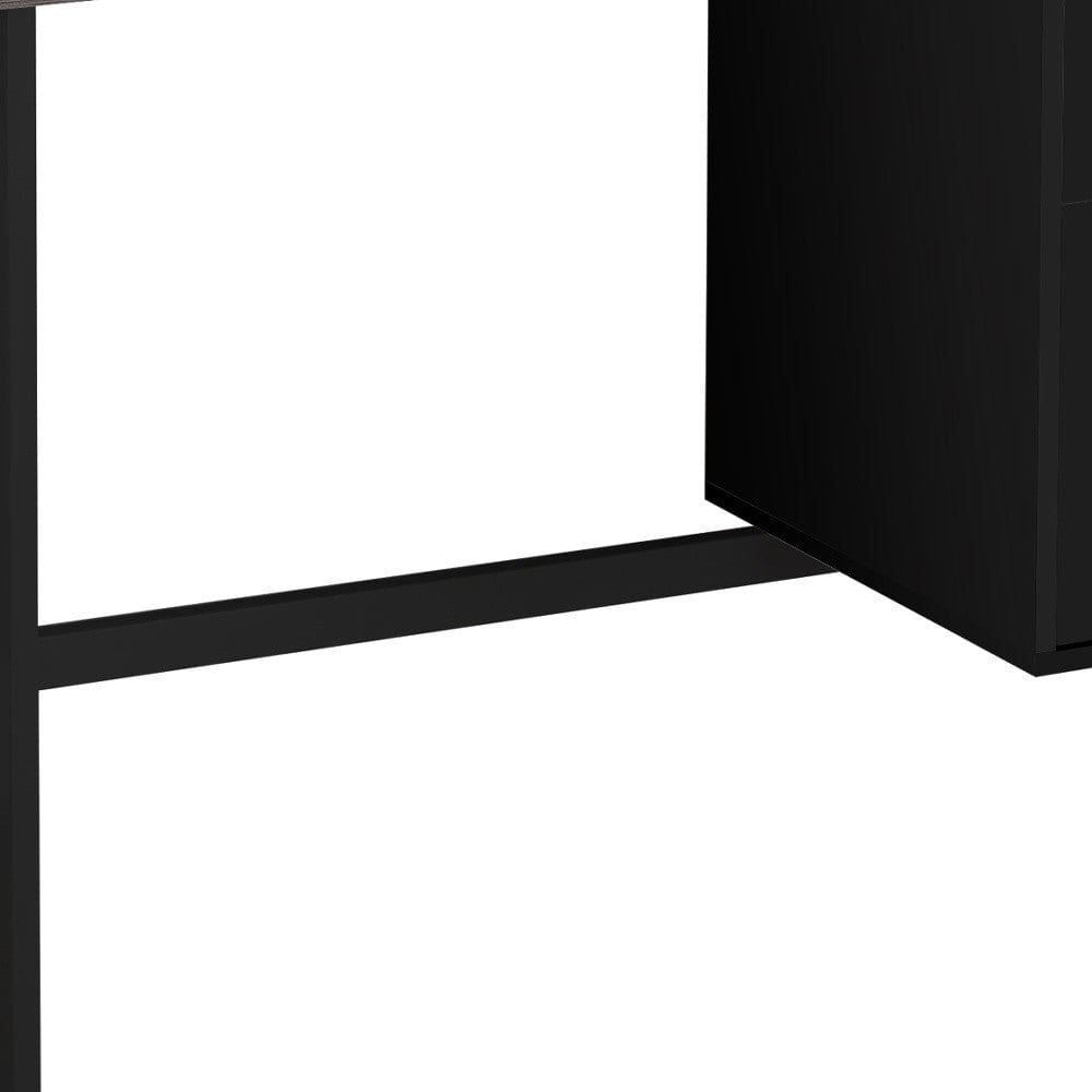 24" Gray and Black Computer Desk With Two Drawers - Homeroots - Flyclothing LLC