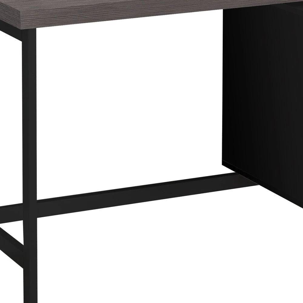 24" Gray and Black Computer Desk With Two Drawers - Homeroots - Flyclothing LLC
