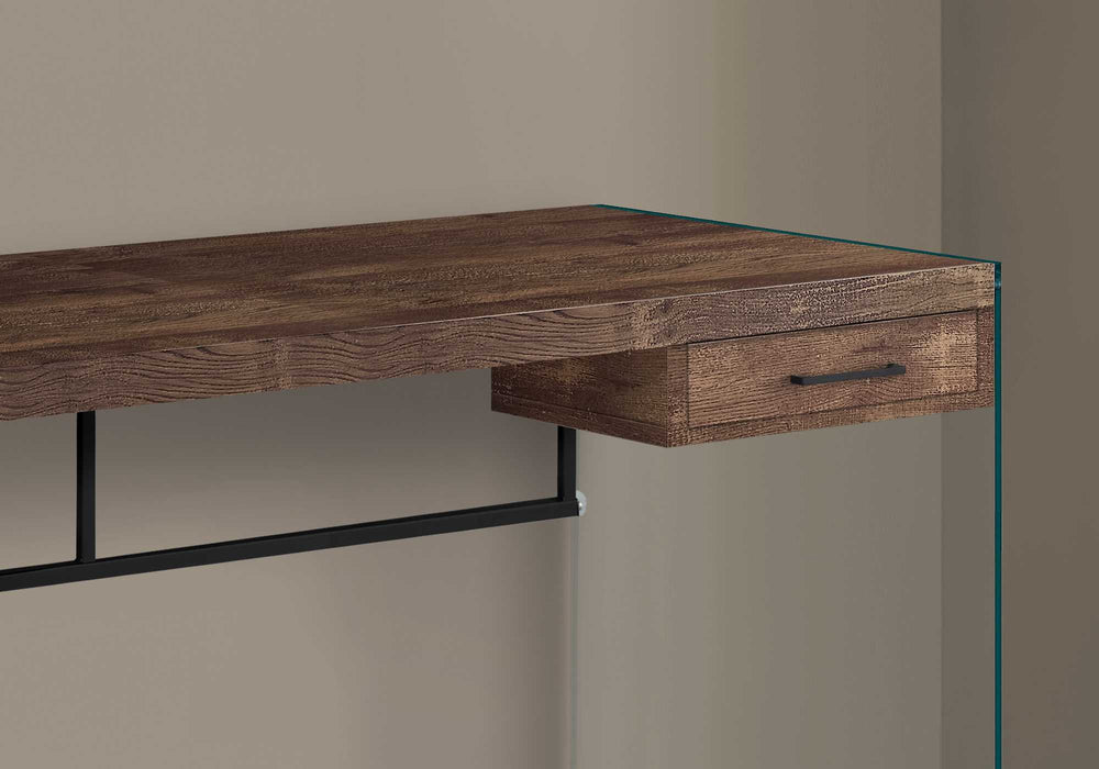 24" Brown and Clear Computer Desk - Homeroots - Flyclothing LLC
