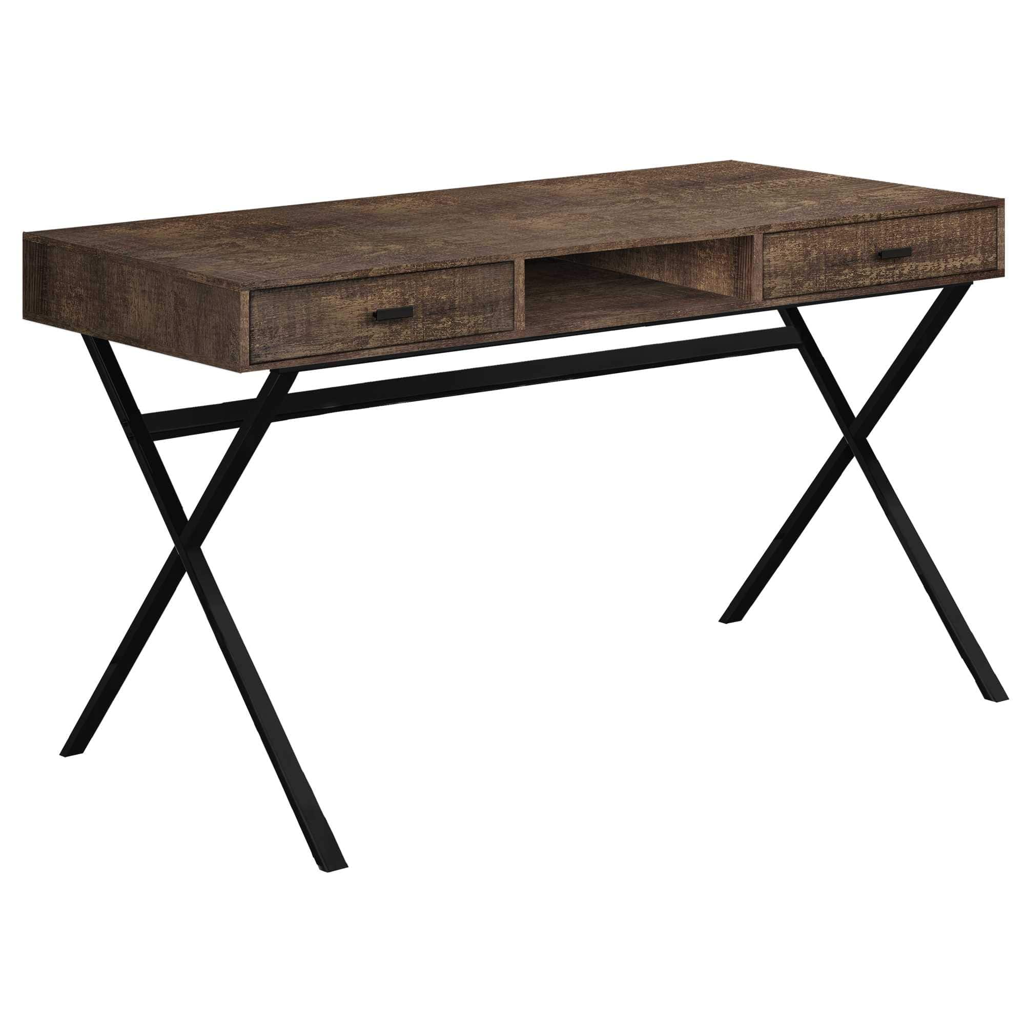 24" Brown and Black Computer Desk With Two Drawers - Homeroots - Flyclothing LLC
