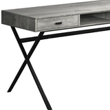24" Gray and Black Computer Desk With Two Drawers - Homeroots