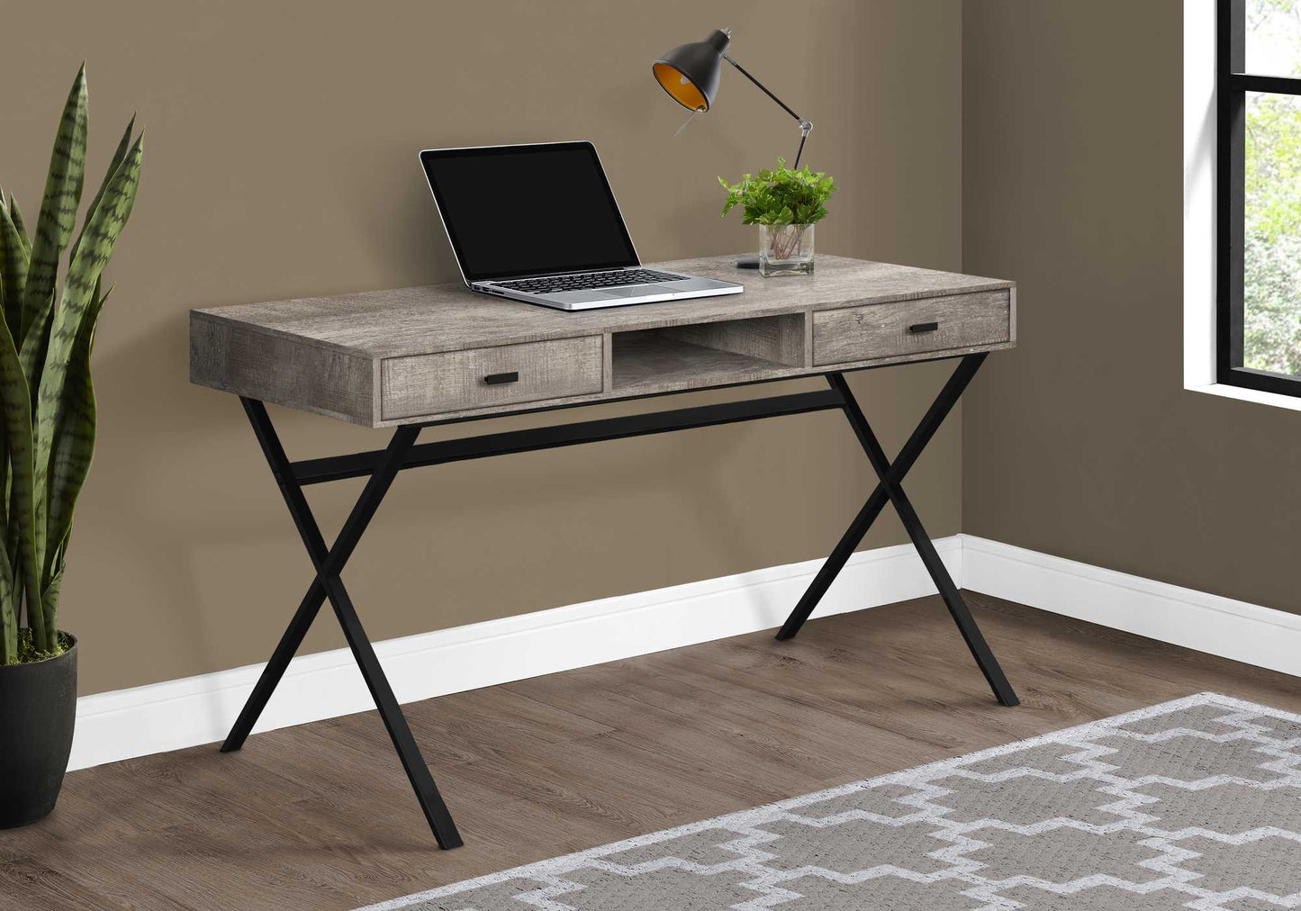 47" Taupe and Black With Two Drawers - Homeroots - Flyclothing LLC