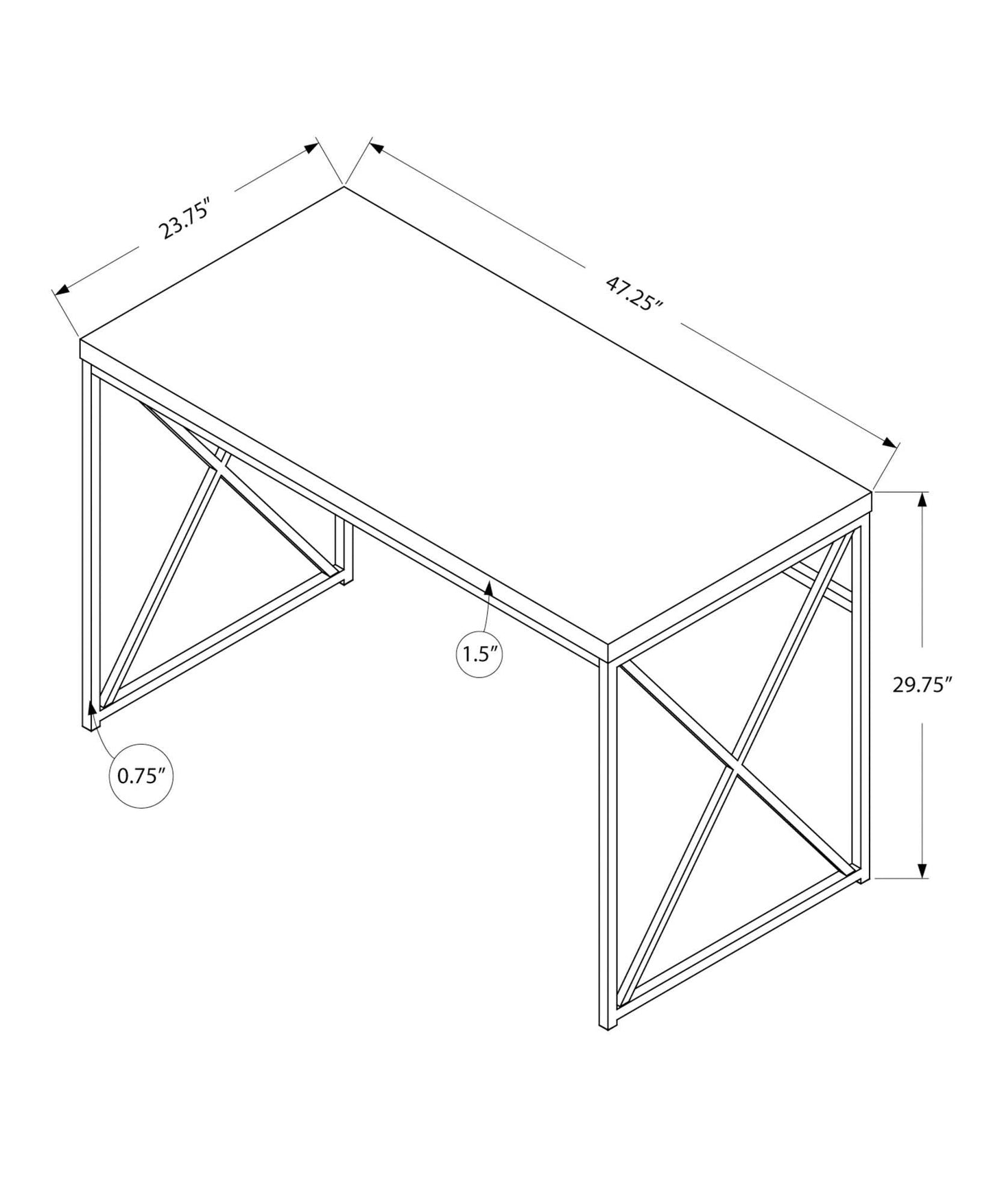 24" Brown and Black Computer Desk - Homeroots - Flyclothing LLC
