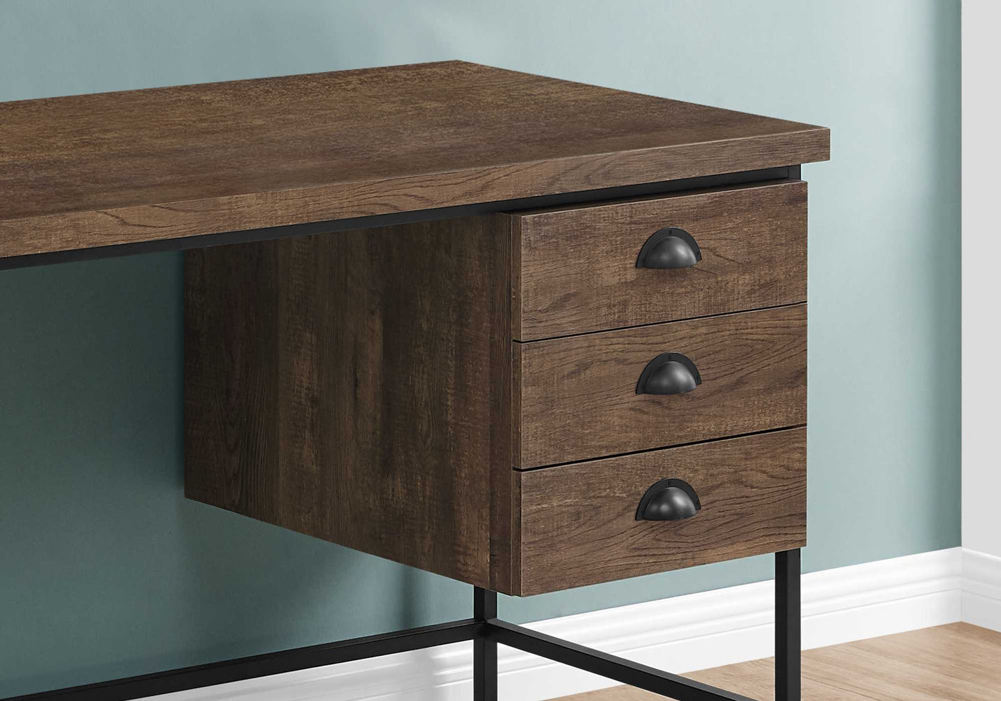 24" Brown and Black Computer Desk With Three Drawers - Homeroots - Flyclothing LLC
