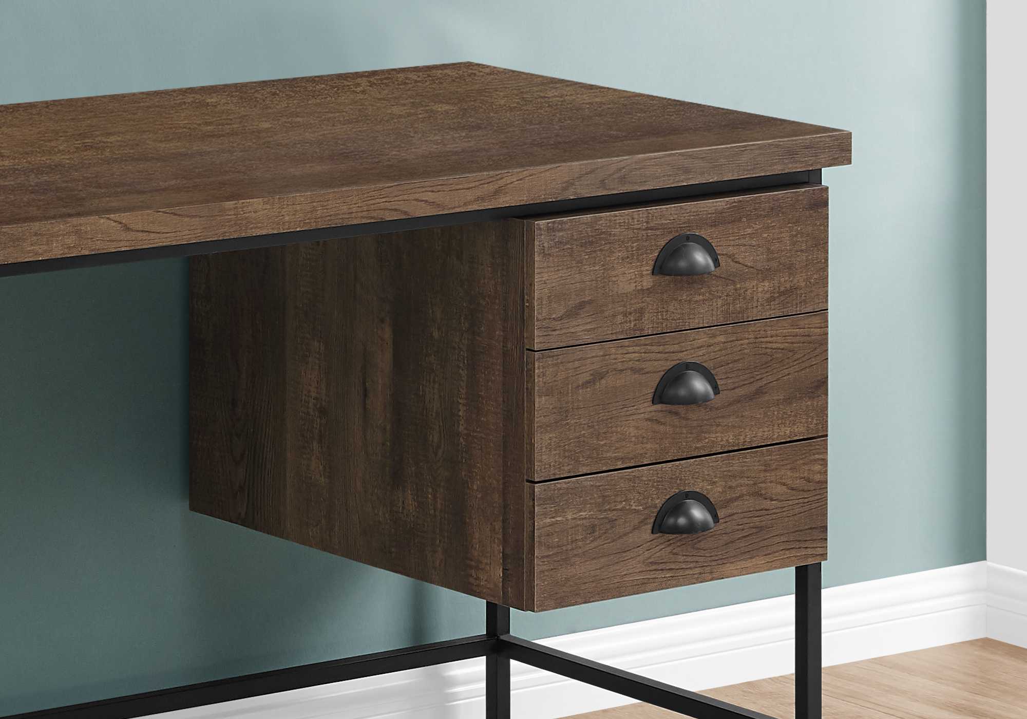 24" Brown and Black Computer Desk With Three Drawers - Homeroots - Flyclothing LLC