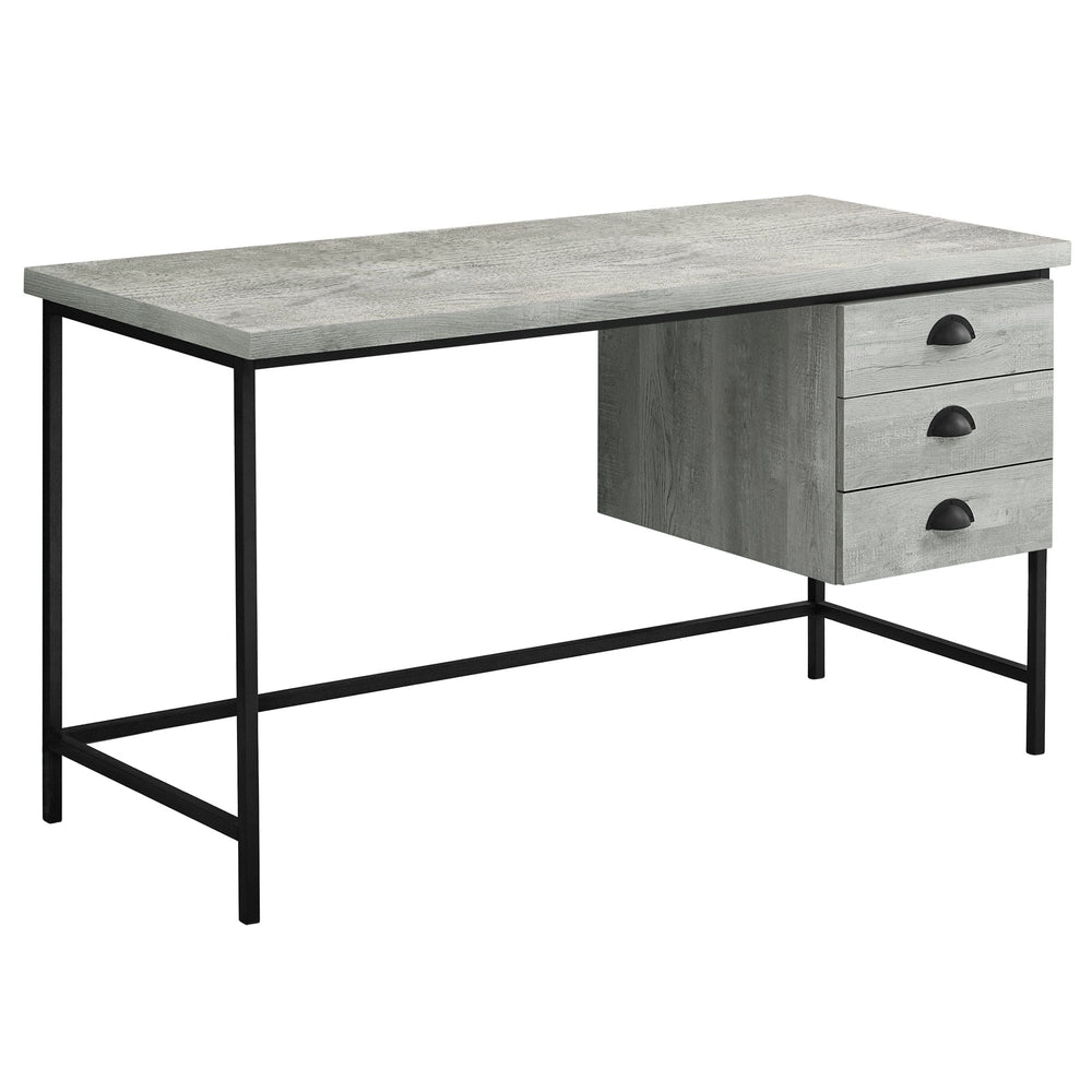 24" Gray and Black Computer Desk With Three Drawers - Homeroots - Flyclothing LLC