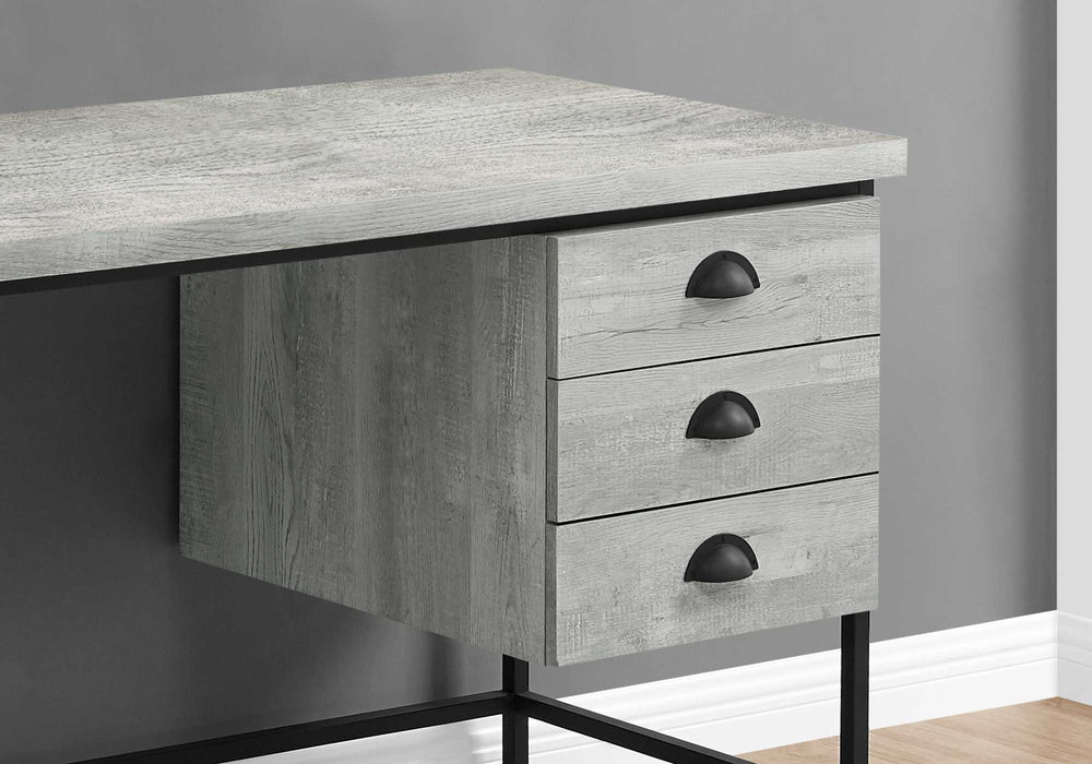 24" Gray and Black Computer Desk With Three Drawers - Homeroots - Flyclothing LLC