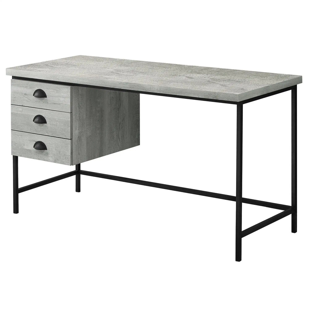 24" Gray and Black Computer Desk With Three Drawers - Homeroots - Flyclothing LLC