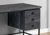 24" Gray and Black Computer Desk With Three Drawers - Homeroots - Flyclothing LLC