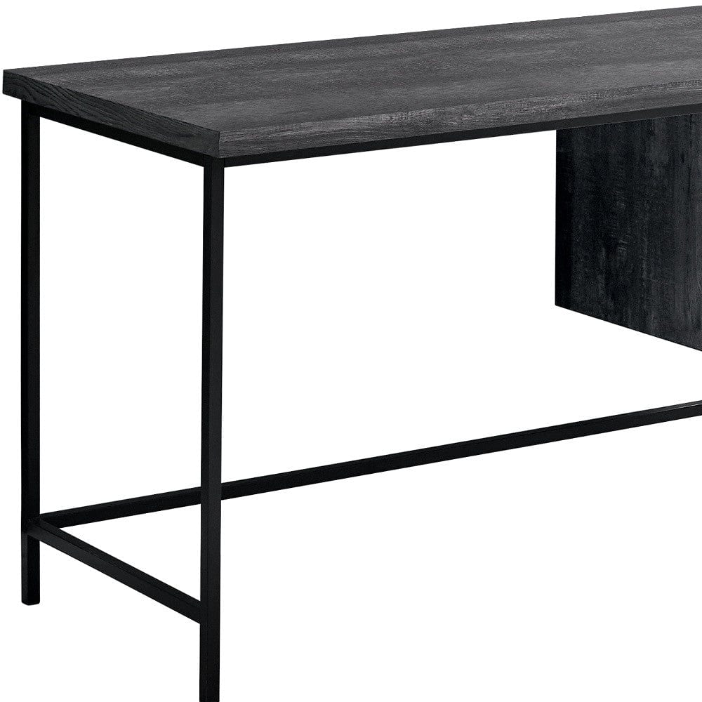 24" Gray and Black Computer Desk With Three Drawers - Homeroots - Flyclothing LLC