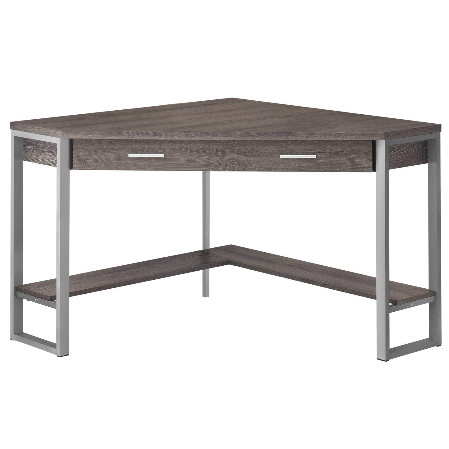42" Taupe and Silver Corner Computer Desk - Homeroots - Flyclothing LLC