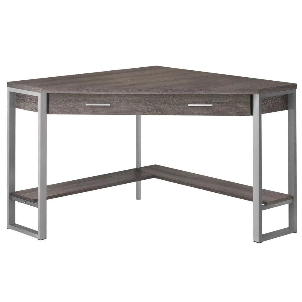 42" Taupe and Silver Corner Computer Desk - Homeroots - Flyclothing LLC