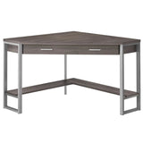 42" Taupe and Silver Corner Computer Desk - Homeroots