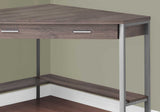 42" Taupe and Silver Corner Computer Desk - Homeroots - Flyclothing LLC