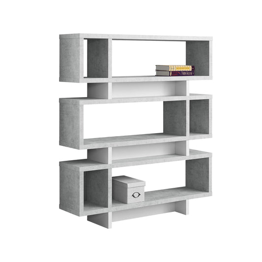55" Gray Wood Floating Bookcase - Homeroots