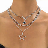 3-Piece Layered Star Pendant Necklace - Trendsi - Flyclothing LLC