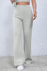 Basic Bae Full Size Ribbed High Waist Flare Pants - ShopBasicbae - Flyclothing LLC