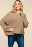 Haptics Full Size Side Slit Texture Asymmetric Sweater - Trendsi