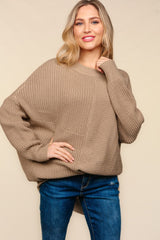Haptics Full Size Side Slit Texture Asymmetric Sweater - Trendsi
