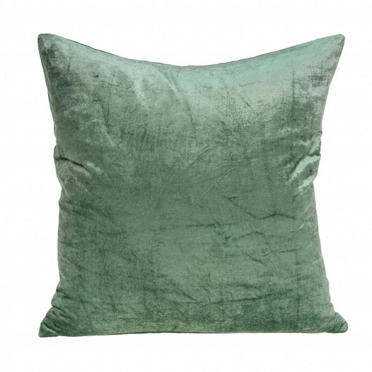 18" X 7" X 18" Transitional Green Solid Pillow Cover With Poly Insert - Homeroots