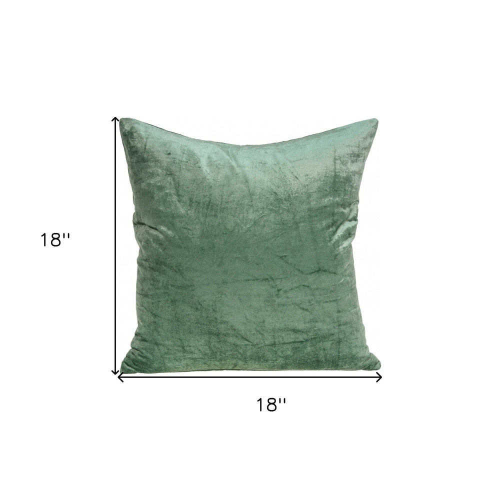 18" X 7" X 18" Transitional Green Solid Pillow Cover With Poly Insert - Homeroots - Flyclothing LLC
