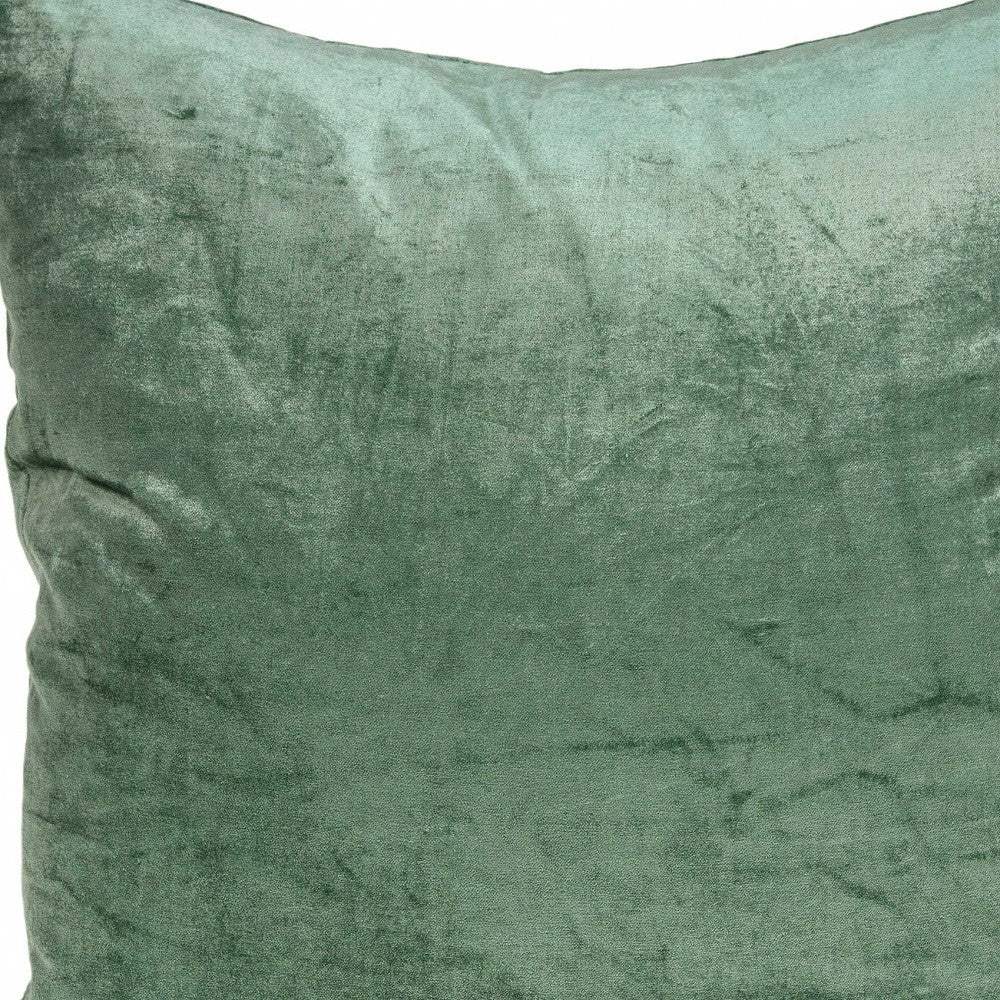18" X 7" X 18" Transitional Green Solid Pillow Cover With Poly Insert - Homeroots - Flyclothing LLC
