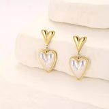 Heart-Shaped Pearl Drop Earrings - Trendsi - Flyclothing LLC